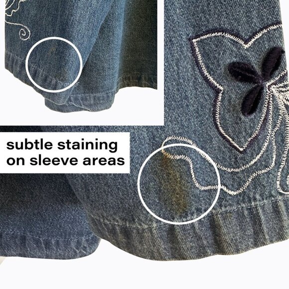 Vintage Alex Kim Denim Shirt Sz 2X Long Sleeve Button-Down 3D Floral Embroidered - Picture 8 of 9